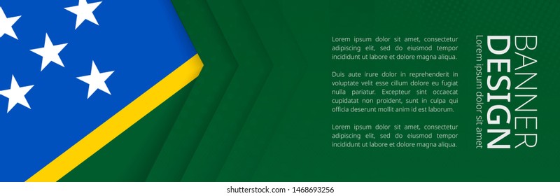 Banner template with flag of Solomon Islands for advertising travel, business and other. Horizontal web banner design.