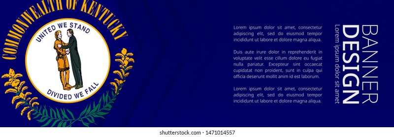 Banner template with flag of U.S. state Kentucky for advertising travel, business and other. Horizontal web banner design.