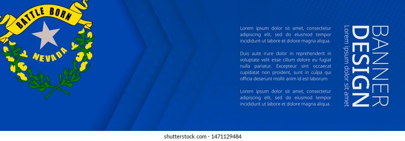Banner template with flag of U.S. state Nevada for advertising travel, business and other. Horizontal web banner design.