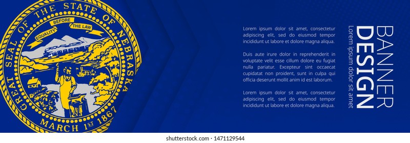 Banner template with flag of U.S. state Nebraska for advertising travel, business and other. Horizontal web banner design.