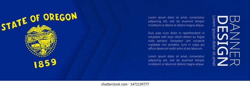 Banner template with flag of U.S. state Oregon for advertising travel, business and other. Horizontal web banner design.