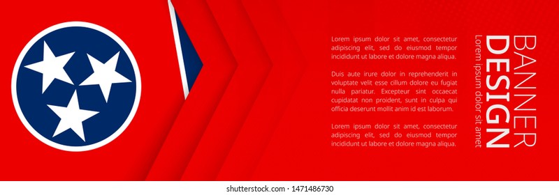 Banner template with flag of U.S. state Tennessee for advertising travel, business and other. Horizontal web banner design.