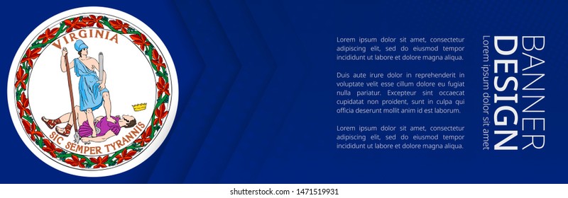 Banner template with flag of U.S. state Virginia for advertising travel, business and other. Horizontal web banner design.