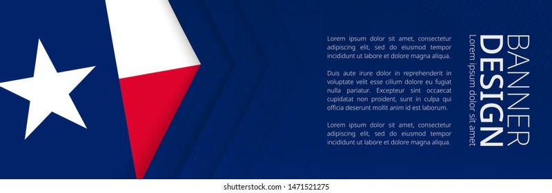 Banner template with flag of U.S. state Texas for advertising travel, business and other. Horizontal web banner design.