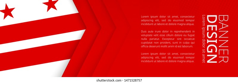 Banner template with flag of U.S. state District of Columbia for advertising travel, business and other. Horizontal web banner design.