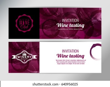 Banner template, flyer or gift card for wine event or promotion. Vector design.