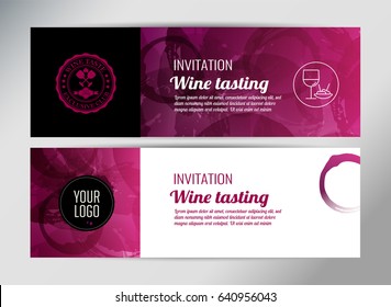 Banner template, flyer or gift card for wine event or promotion. Vector design.