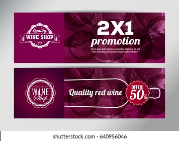 Banner template, flyer or gift card for wine event or promotion. Vector design.