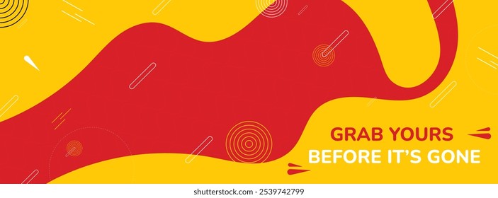 Banner template for food vector. Web background design with combination color red and yellow geometric shape
