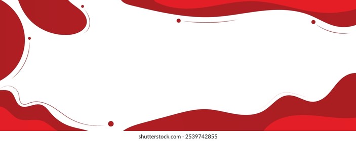 Modelo de faixa para o vetor alimentar. Design de plano de fundo da Web com combinação de cor vermelha e forma geométrica de onda branca