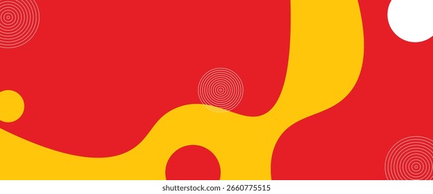 Modelo de faixa para o vetor alimentar. Design de plano de fundo da Web com combinação de cor vermelha e onda amarela, ilustração vetorial eps10