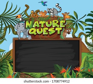 Plantilla de banner con bosque en ilustración de fondo