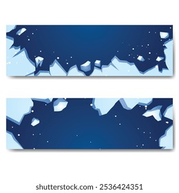 banner template with frozen ice. Vector illustration