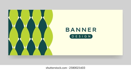 Banner template with geometric petal green background in vector.