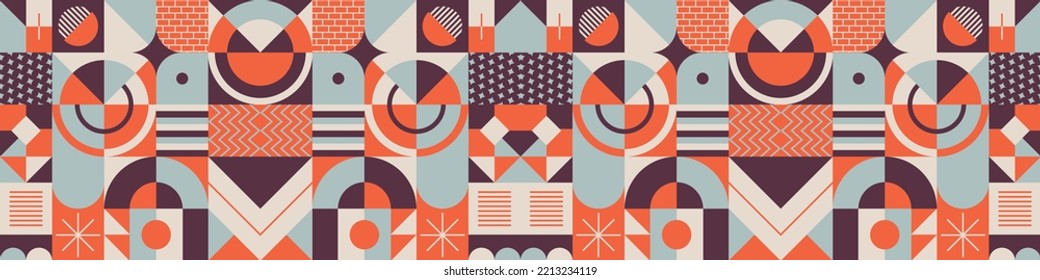 Banner or template of geometric, vector, graphic, minimal and abstract shapes, with a Bauhaus aesthetic. 