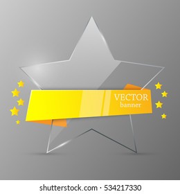Banner template. Glass star. Vector illustration