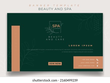Banner template in green background design for spa and beauty care advertisement design