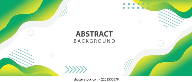 plantilla de banner con color de gradiente verde y amarillo. diseño con forma líquida.