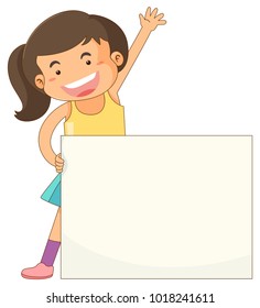 Banner template with happy girl illustration