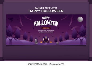 Banner Template Happy Halloween Vector Illustration