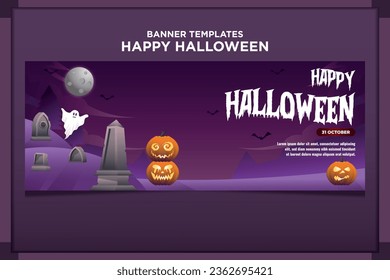 Banner Template Happy Halloween Vector Illustration