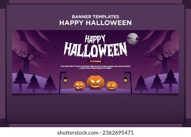 Banner Template Happy Halloween Vector Illustration