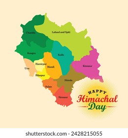 Plantilla de banner para Himachal Pradesh, India con el mapa del estado. Colorido ilustración vectorial