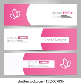 Banner template. Horizontal abstract design background. Pink color. Vector illustration.