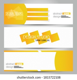 Banner template. Horizontal abstract design background. Orange color. Vector illustration.