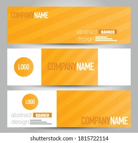 Banner template. Horizontal abstract design background. Orange color. Vector illustration.