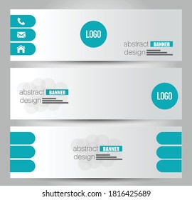 Plantilla de banner. Fondo de diseño abstracto horizontal. Color azul. Ilustración vectorial.