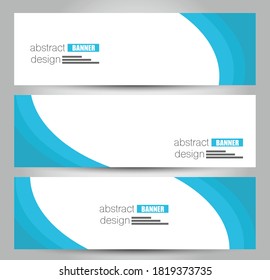 Banner template. Horizontal abstract design background. Blue color. Vector illustration.
