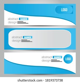 Banner template. Horizontal abstract design background. Blue color. Vector illustration.