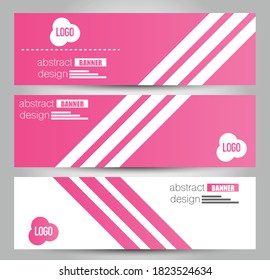 Plantilla de banner. Fondo de diseño abstracto horizontal. Color rosa. Ilustración vectorial.