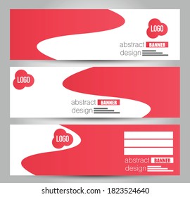 Banner template. Horizontal abstract design background. Red color. Vector illustration.