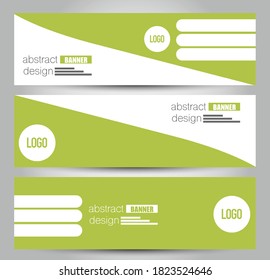 Banner template. Horizontal abstract design background. Green color. Vector illustration.