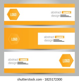 Banner template. Horizontal abstract design background. Orange color. Vector illustration.
