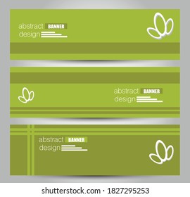 Banner template. Horizontal abstract design background. Green color. Vector illustration.