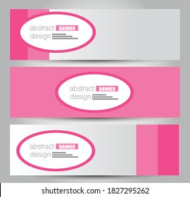 Banner template. Horizontal abstract design background. Pink color. Vector illustration.
