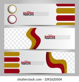 Banner template. Horizontal header. Abstract background for design,  business, education, advertisement. Red and orange color. Vector  illustration.
