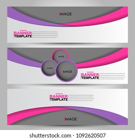 Banner template. Horizontal header. Abstract background for design,  business, education, advertisement. Pink and purple color. Vector  illustration.