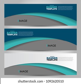 Banner template. Horizontal header. Abstract background for design,  business, education, advertisement. Blue color. Vector  illustration.