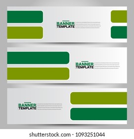 Banner template. Horizontal header. Abstract background for design,  business, education, advertisement. Green color. Vector  illustration.