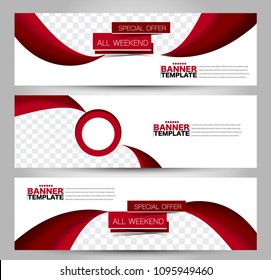 Banner template. Horizontal header. Abstract background for design,  business, education, advertisement. Red color. Vector  illustration.