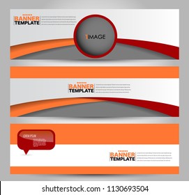 Banner template. Horizontal header. Abstract background for design,  business, education, advertisement. Orange and red color. Vector  illustration.