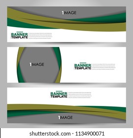 Banner template. Horizontal header. Abstract background for design,  business, education, advertisement. Green color. Vector  illustration.