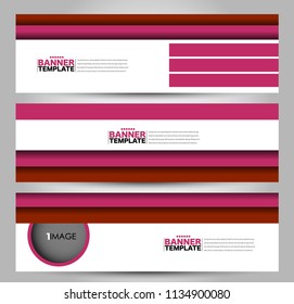 Banner template. Horizontal header. Abstract background for design,  business, education, advertisement. Pink color. Vector  illustration.