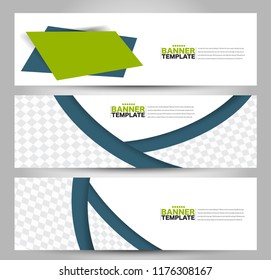 Banner template. Horizontal header. Abstract background for design,  business, education, advertisement. Green and blue color. Vector  illustration.