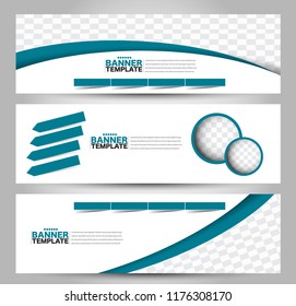 Banner template. Horizontal header. Abstract background for design,  business, education, advertisement. Blue color. Vector  illustration.