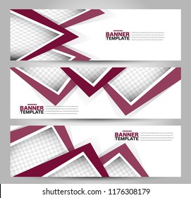 Banner template. Horizontal header. Abstract background for design,  business, education, advertisement. Purple color. Vector  illustration.